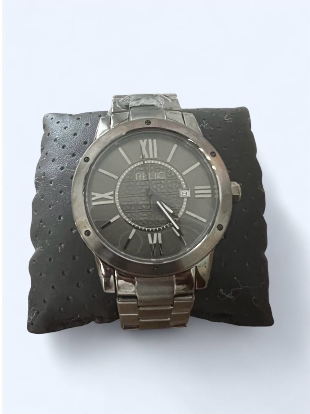 Relic Men's Stainless Steel Watch with Gray Dial and Roman Numerals